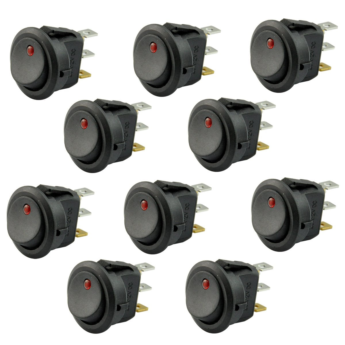 Autoec 10Pcs Car Truck Round Rocker Toggle Switch Light On-Off Control